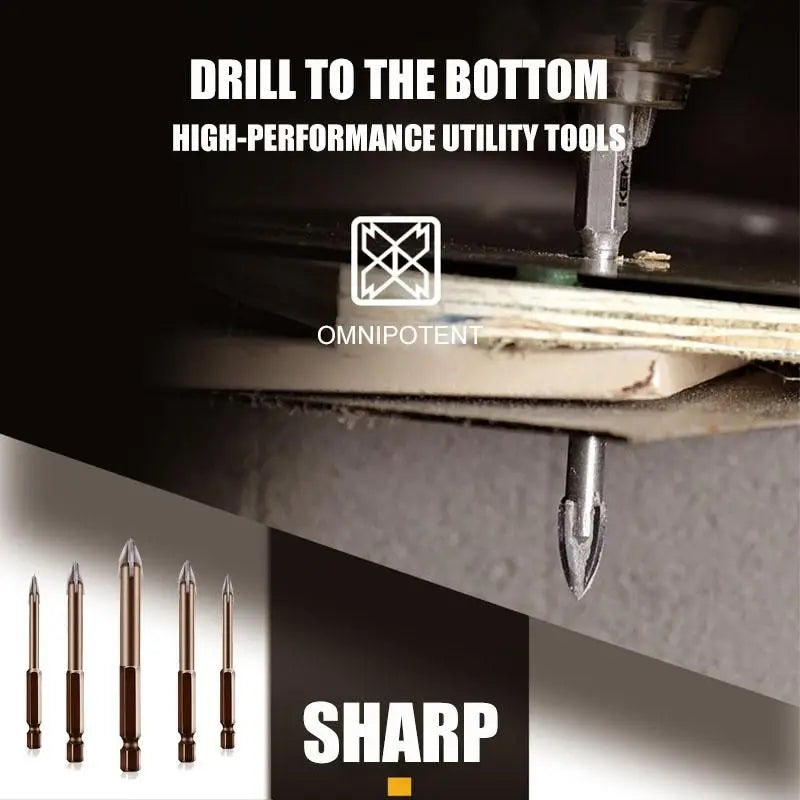 Multifunctional Cross Alloy Drill Bit Tip for Woodwork